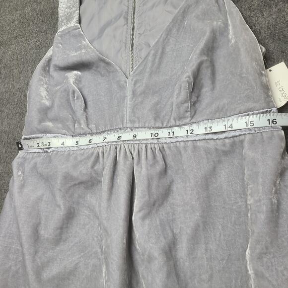 Liz‎ Lange Maternity Dress Womens Small Silver Velvet Sequin Strap V Neck A-Line - Picture 4 of 12